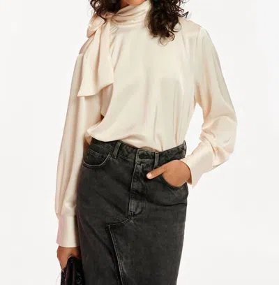 Essentiel Antwerp Esatin Bow Top In Off White In Beige
