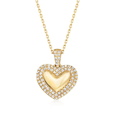 Rs Pure Ross-simons Diamond Heart Pendant Necklace In 14kt Yellow Gold In Gold