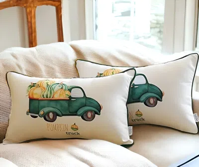 Homezia Set Of 2 20" Pumpkin Truck Lumbar Pillow Cover In Multicolor