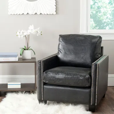 Safavieh Horace Leather Club Chair - Silver Nail Heads