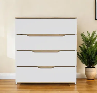 Homezia 31" Brown And White Four Drawer Standard Chest
