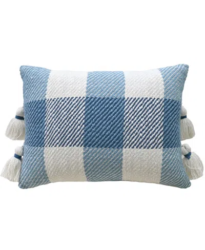 VIBHSA LINDEN STREET HANDLOOM WOVEN TEXTURED PLAID DECORATIVE PILLOW, 14''X20'' 