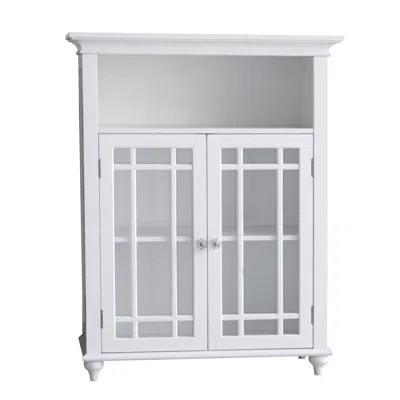 Teamson Home Wooden Bathroom Floor Cabinet 2 Doors Neal White 7466