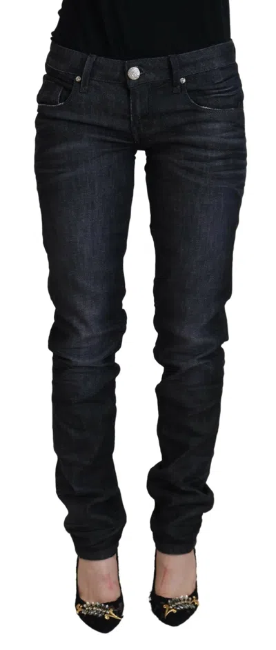 Acht Chic Black Low Waist Straight Jeans In Black