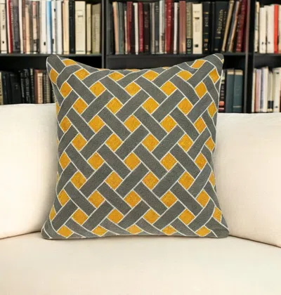 Homezia 20" X 7" X 20" Transitional Gray And Orange Pillow Cover With Poly Insert