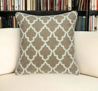 Homezia 20" X 7" X 20" Transitional Beige And White Pillow Cover With Poly Insert