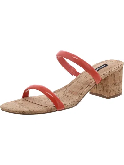 Nine West Tae 3 Womens Patent Round Toe Block Heel In Orange