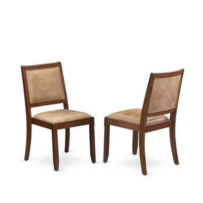 Luxe By East West Furniture Dining Room Chair With Brown Textured Faux Leather And Upholstered Back