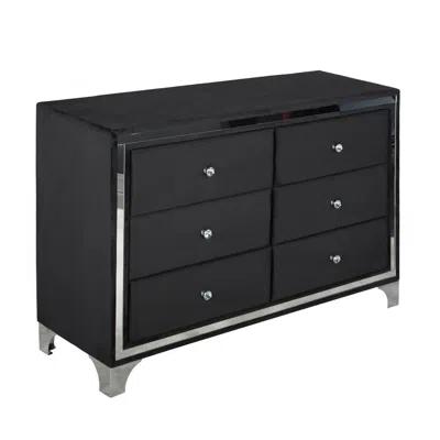 Better Home Products Monica Velvet Upholstered Double Dresser In Black