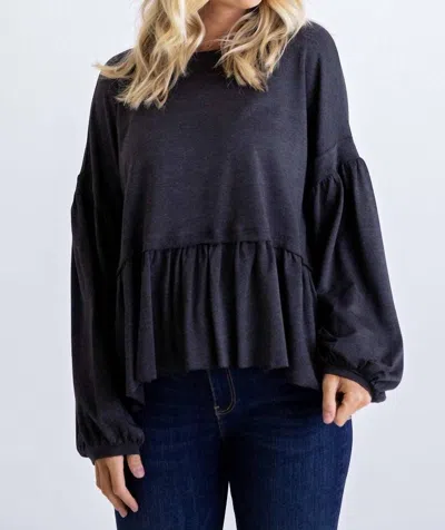 Karlie Knit Oversize Top In Charcoal In Blue