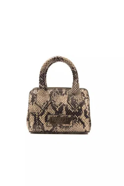 Pompei Donatella Logo-plaque Snake Texture Handbag In Beige