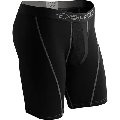 Exofficio Men's Give-n-go Sport Mesh 6-inch Boxer Brief In Solid Black In Black