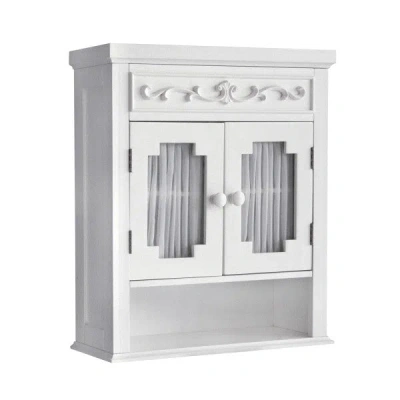 Teamson Home Lisbon Removable Wooden Wall Cabinet With Drapery-lined Doors, White