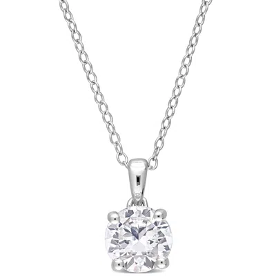 Mimi & Max 1 5/8ct Tgw Created White Sapphire Solitaire Necklace In Sterling Silver In Silver