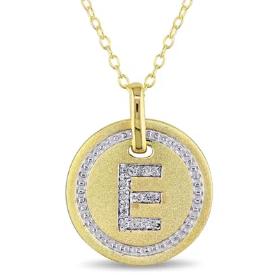 Mimi & Max E Initial Diamond Accent Pendant With Chain In Yellow Plated Sterling Silver In Silver