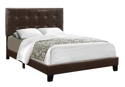 Homezia Full Size Dark Brown Leather Look Bed