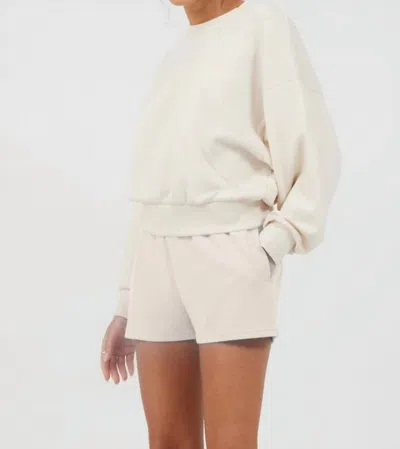 Vintage Havana South Beach Fleece Crew In Beige In White