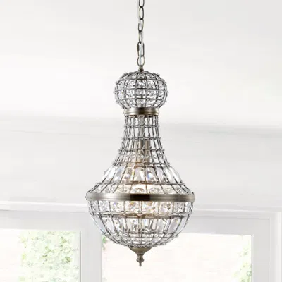 Jonathan Y Regina 10" Crystal/metal Empire Led Pendant