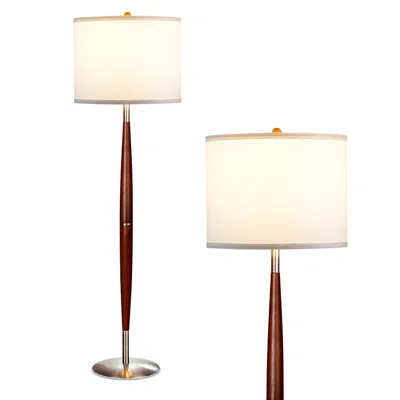 Brightech Lucas - Led Pole Floor Lamp, Tall Standing Drum Shade Lighting, All Rooms