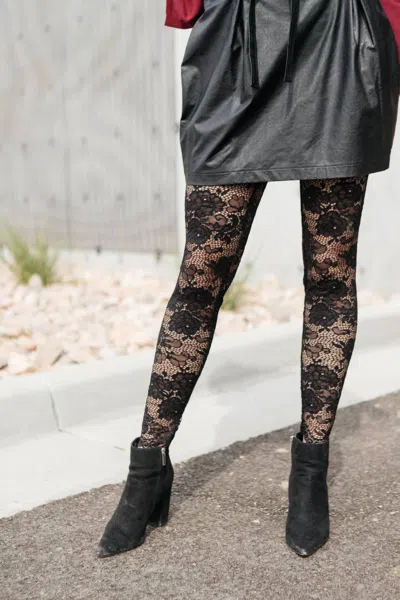 Ninexis Fanciful Floral Leggings In Black In Grey