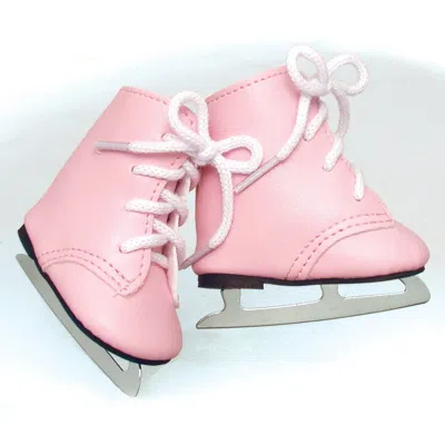Teamson Sophia's Faux Leather Ice Skates With Ties For 18" Dolls, Pink