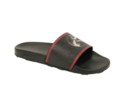 BALLY MEN'S RUBBER WITH LOGO AND EDGE SLIDE SANDALS 
