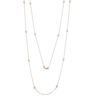 Suzy Levian 14k Rose Gold 6/10 Cttw Bezel Diamond Station Necklace (36 Inch) In Gold