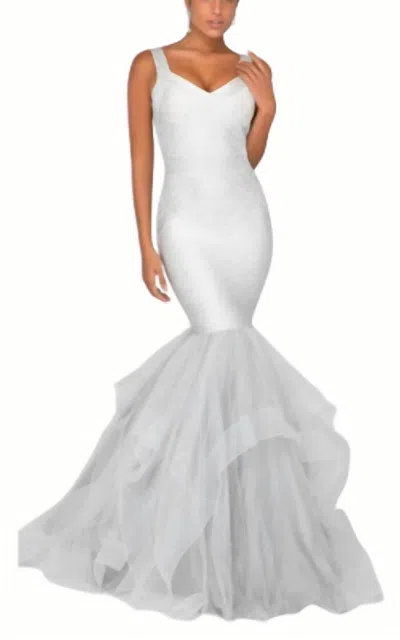 Terani Couture Fitted Mermaid Gown In Ivory/silver In White