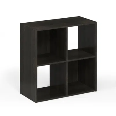 Furinno Pelli Cubic Storage Cabinet, Bookcase, Bookshelf, 4-cube, Espresso