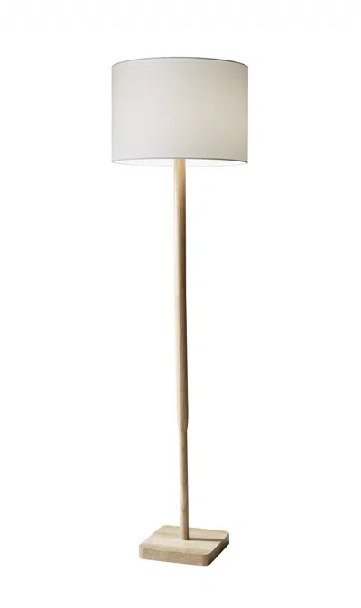 Homezia 59" Solid Wood Traditional Shaped Floor Lamp With White Drum Shade