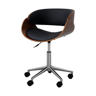 Teamson Home Faux Leather Curved Swivel Home Office Chair With Adjustable Seat Height