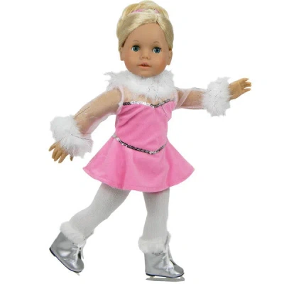 Teamson Sophia's Ice Skating Gown, Panties, & Ponytail Holder For 18" Dolls, Pink