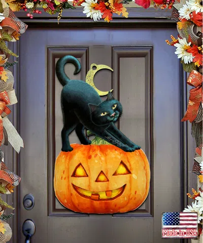 Designocracy Spooky Halloween Cat Door Hanger