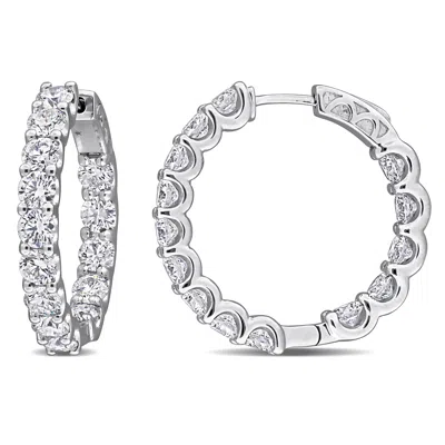Created Forever 7ct Tw Lab-grown Diamond Inside Outside Hoop Earrings In 14k White Gold In Silver