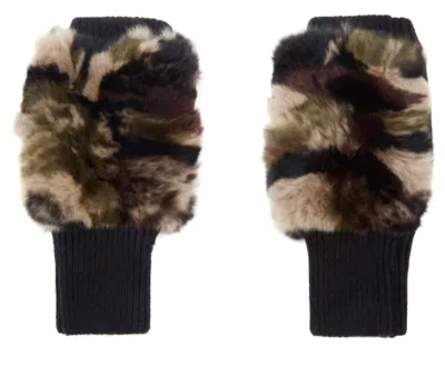 Jocelyn Multi Texty Time Cowl & Mitten Set In Camo In Black