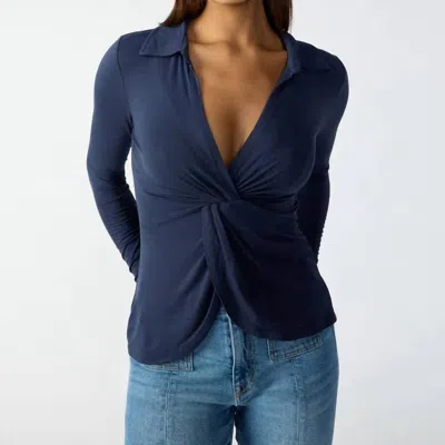 Sanctuary Twisted Dreamgirl Top In Navy Reflection In Blue
