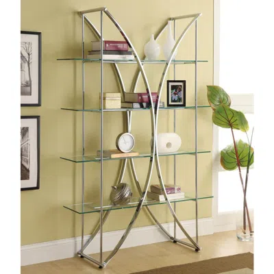 Coaster Co. Of America Larson 4-tier Bookcase Chrome And Clear