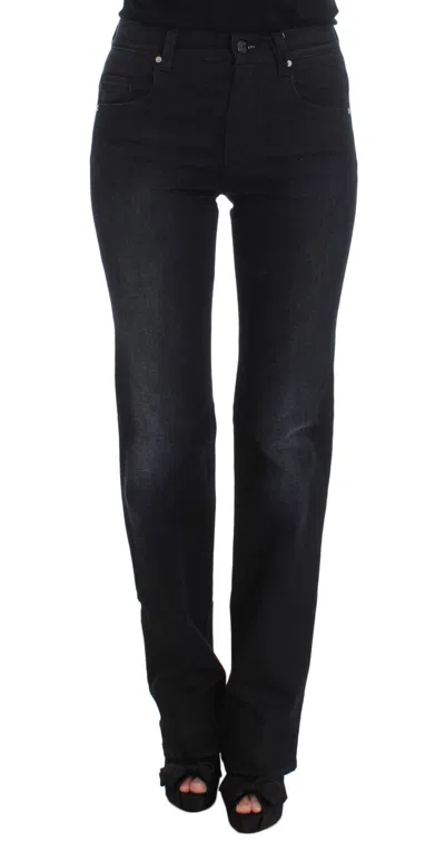 Ermanno Scervino Cotton Blend Slim Fit Bootcut Women's Jeans In Black