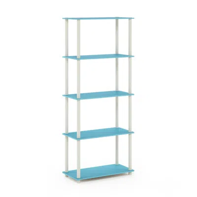 Furinno Turn-n-tube 5-tier Multipurpose Shelf Display Rack, Light Blue/white
