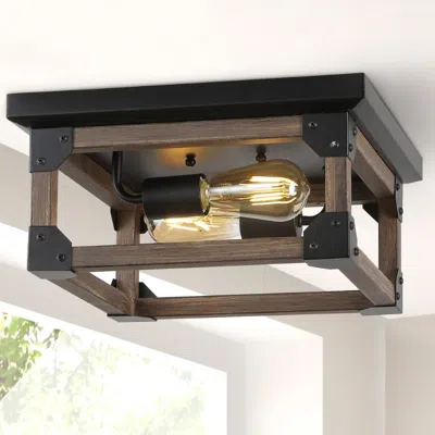 Jonathan Y Cheshire 13" 2-light Iron Rustic Farmhouse Led Flush Mount