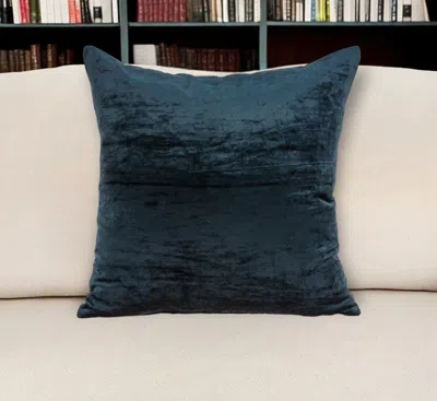 Homezia 18" X 7" X 18" Transitional Dark Blue Solid Pillow Cover With Poly Insert