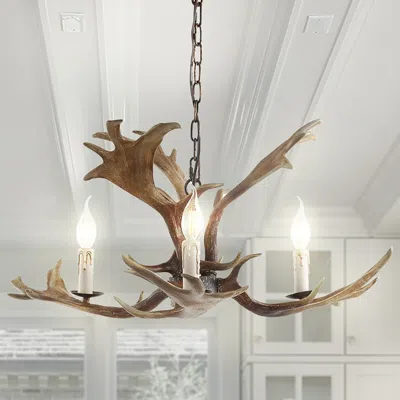 Jonathan Y Eldora 27" Adjustable Resin Antler 3-light Led Chandelier