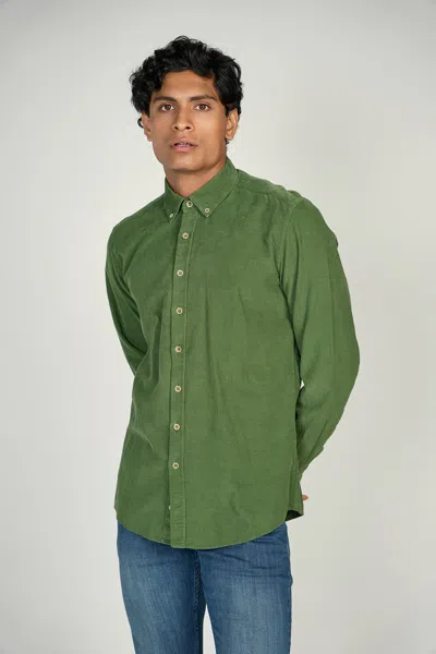 Luchiano Visconti Leo Green Corduroy King Cotton Shirt In Green