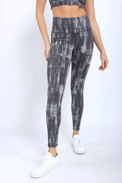 Mono B Lakewood Watercolor Legging In Slate Sage In Grey