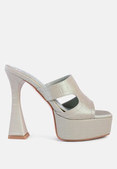 London Rag Pda Croc High Heel Platform Sandals In White