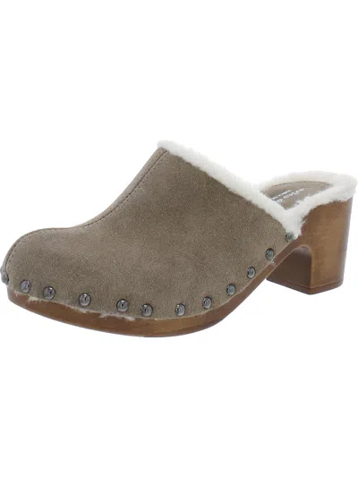 Charles David Livid Womens Pointed Toe Block Heel Mules In Grey