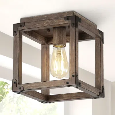 Jonathan Y Magnolia 8" Iron Rustic Farmhouse Led Flush Mount