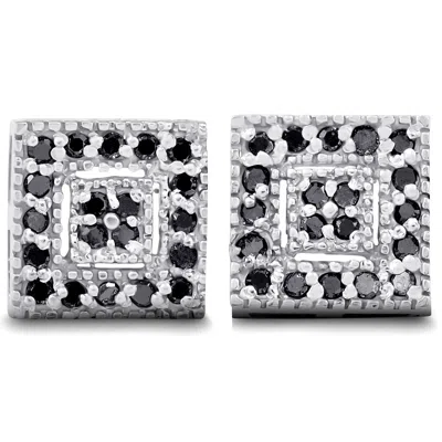 Pompeii3 1/3ct Pave Black Diamond Studs 10k White Gold In Black