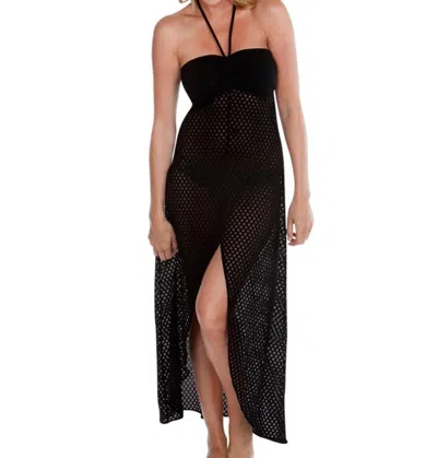 Dotti Spot On Bandeau Hi-low Front Slit Dress In Dot Black In Black