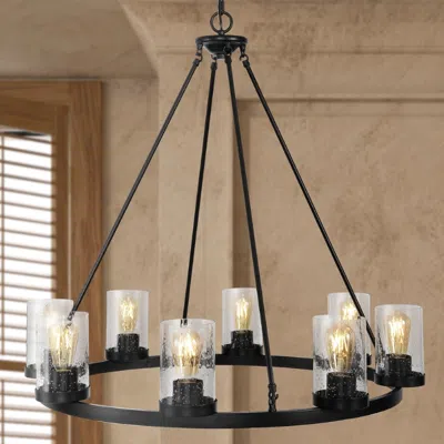 Jonathan Y Pablo Ring 33.5" 8-light Iron/seeded Glass Bohemian Cottae Led Chandelier